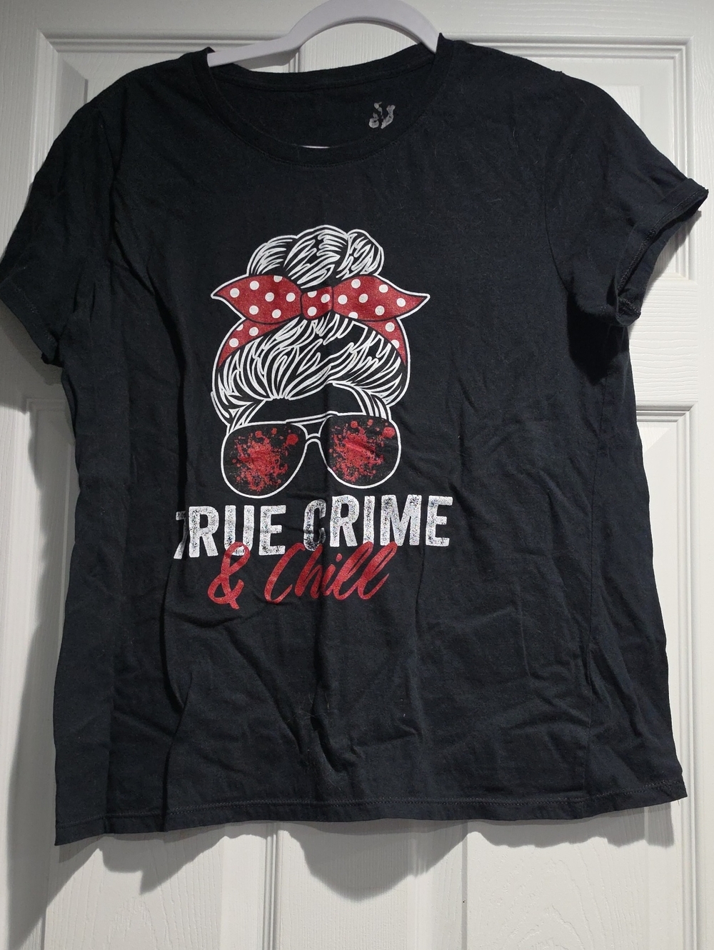 Gildan Black Tee with Red & White Graphic